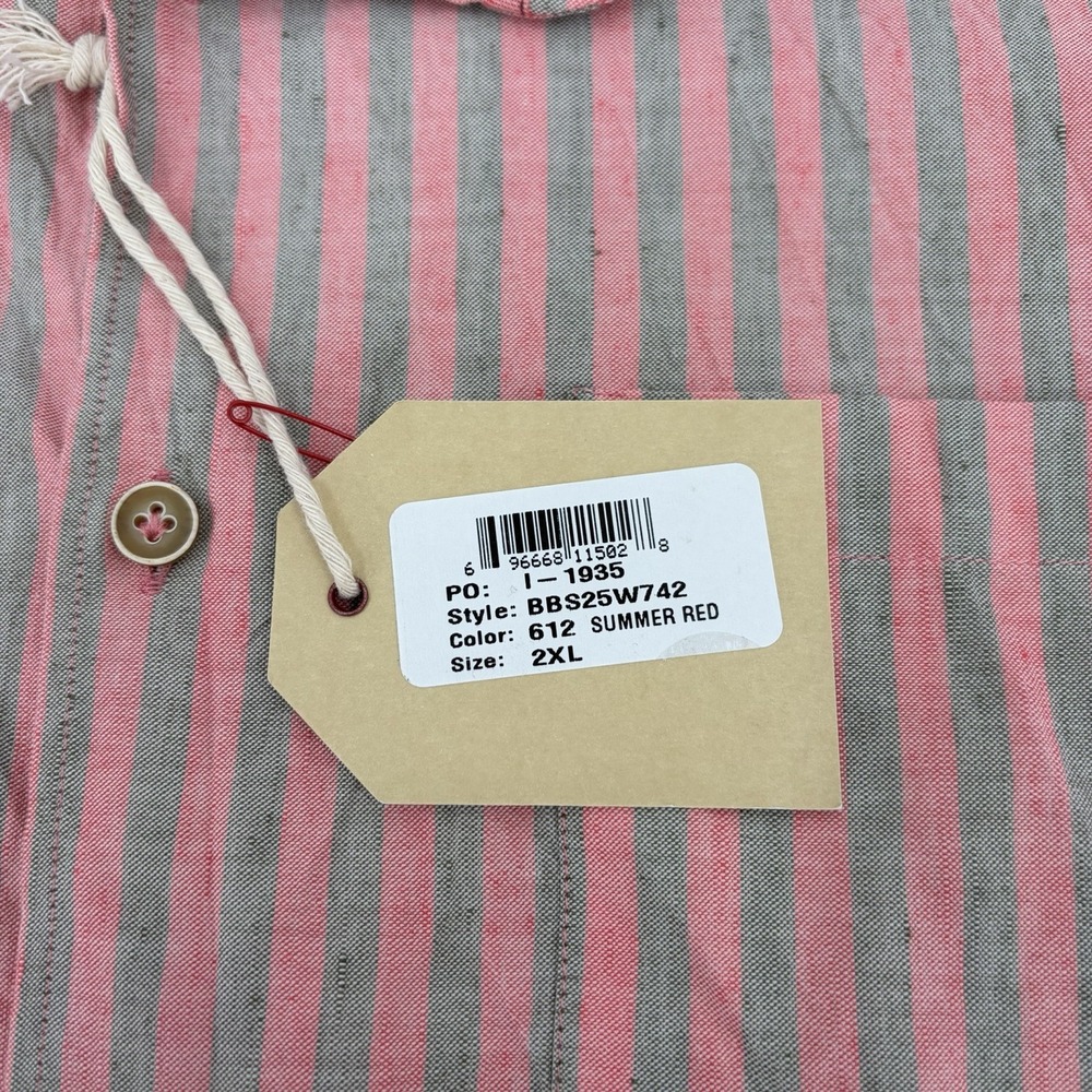 Borgo28 Shirt Mens 2XL Linen Cotton Blend Red Striped Made in Italy Button Up - Picture 11 of 11